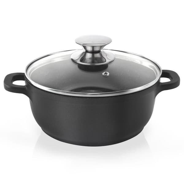 Granitgryta med glaslock stor 24 cm, 4 l