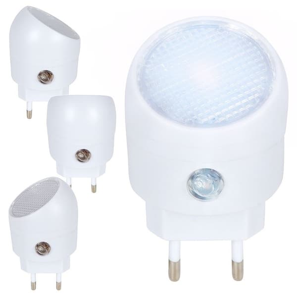 LED natlampe til stik med skumringssensor hvid