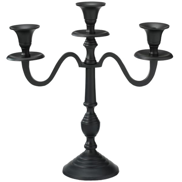 Sort 3-armet kandelaber 30 cm