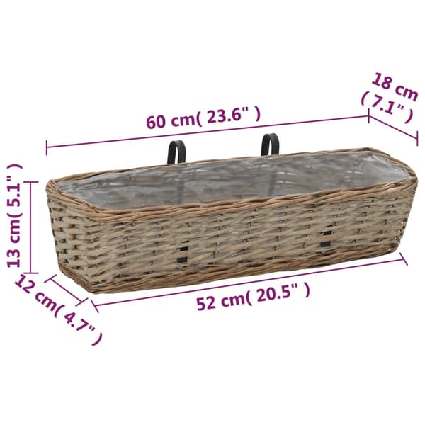 vidaXL Balkongplanter, set om 2, rotting med PE-foder, 60 cm