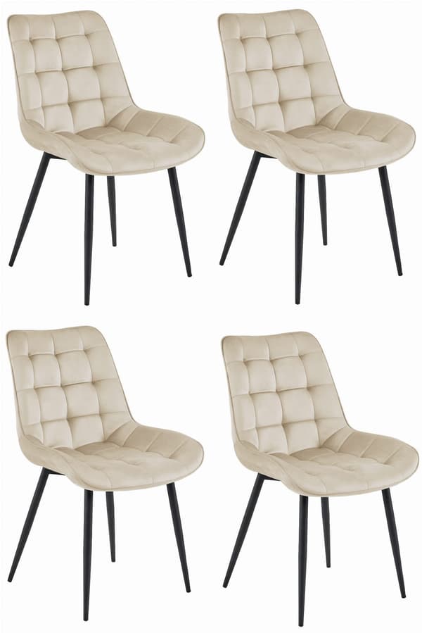 BERA stol - beige velour/sorte ben x 4