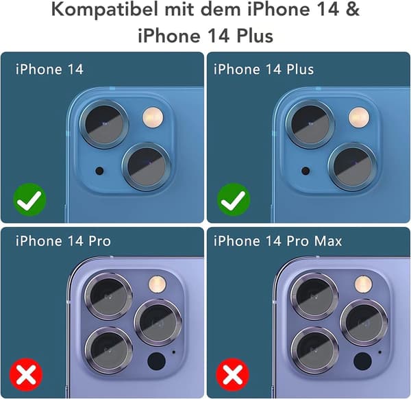 2x Hærdet glaslinse til Apple iPhone 14/14 Plus dobbeltkamera