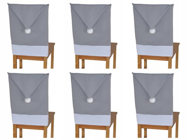 Julstolöverdrag med tomtehattar inte av flanell 6 grå