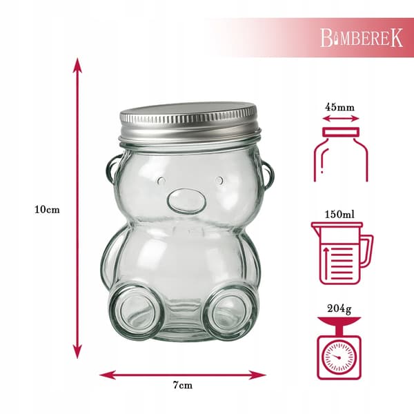 Glas bamseglas 150ml til honning minibeholder til marmeladegave