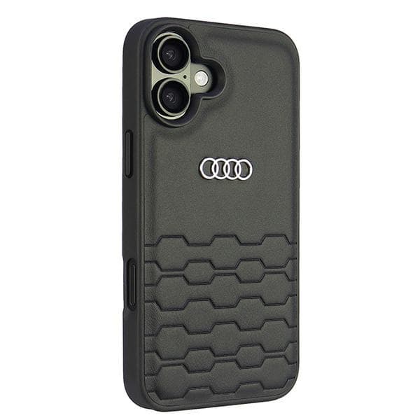 Audi kunstlæder iPhone 16 Plus 6,7 sort/sort hårdt cover AU-TPUPCIP16M-GT/D2-BK