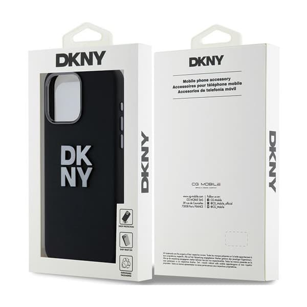 DKNY Flydende Silikone Metal Logo - iPhone 15 Pro Max Etui (Sort)