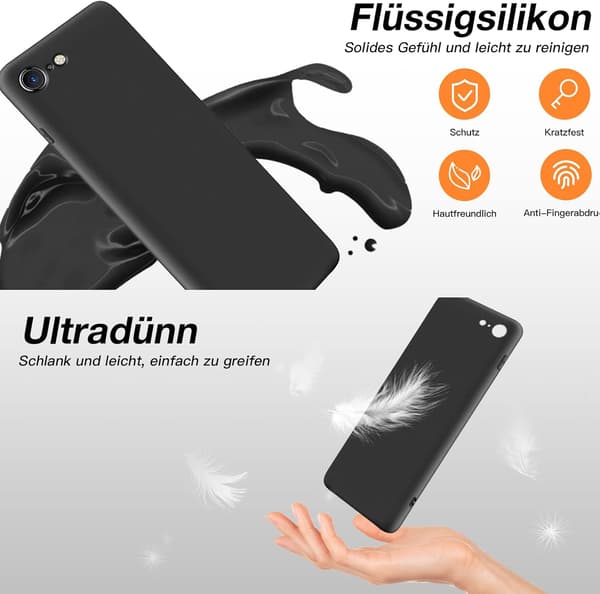 ETUI TIL APPLE IPHONE 7/8/SE 2020 SILIKONE SORT FLEKSIBEL A1660 A1863