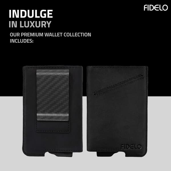 FIDELO HERRPLÅNBOK, LÄDER, SVART, FÖR KORT, KLÄMMOR, RFID-BLOCKERING