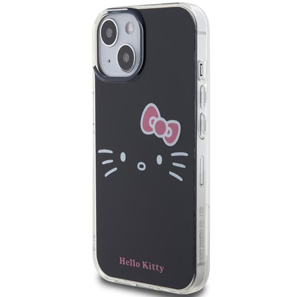 Hello Kitty HKHCP15SHKHLK iPhone 15 / 14 / 13 6.1 sort/sort hårdt cover IML Kitty Face