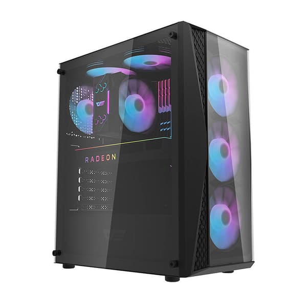 Darkflash DK352 Plus computerkabinet (sort) + 4 RGB-blæsere