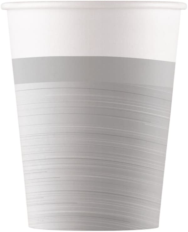 Silver syntymäpäiväpaperikupit 200ml 8 kpl