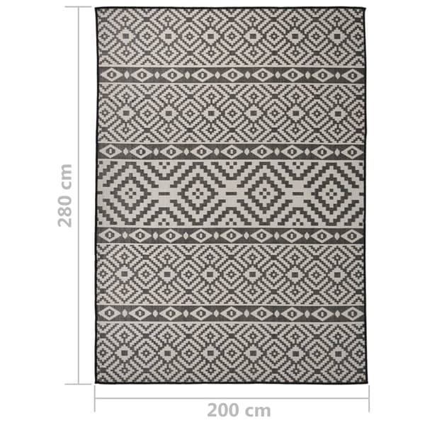vidaXL udendørstæppe, fladvævet, 200x280 cm, sorte striber