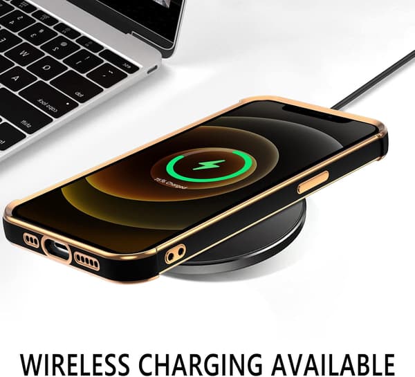APPLE IPHONE 12 SILIKONE ETUI SORT GYLDEN HJERTE GLAMOUR A2172