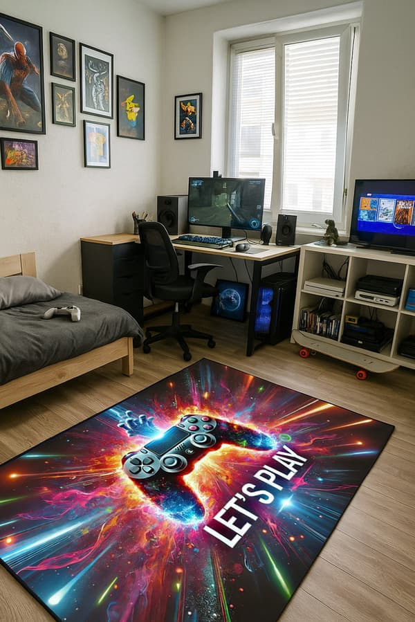 Strado LET'S PLAY 3D-tæppe 120x170 cm moderne til gamerværelset