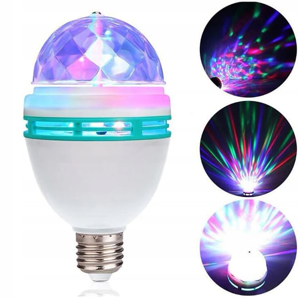 DISKOPÆRE ROTERENDE E27 RGB DISKOKUGLE