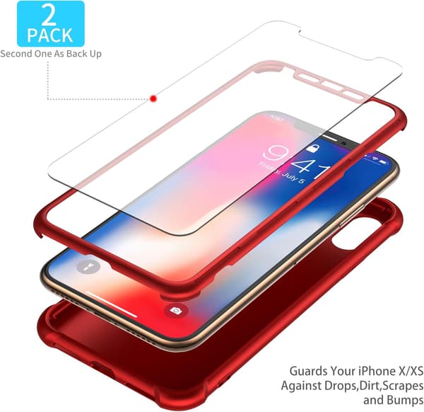 STÆRKT GLASETUG TIL IPHONE XS MAX 6,5' RØD