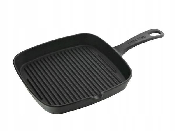 Støbejernsgrillpande 23 cm kraftig støbejern