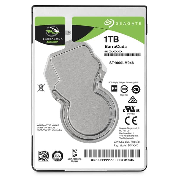 Seagate Barracuda 1TB SATA 2,5" harddisk, 5400 o/min, 128 MB