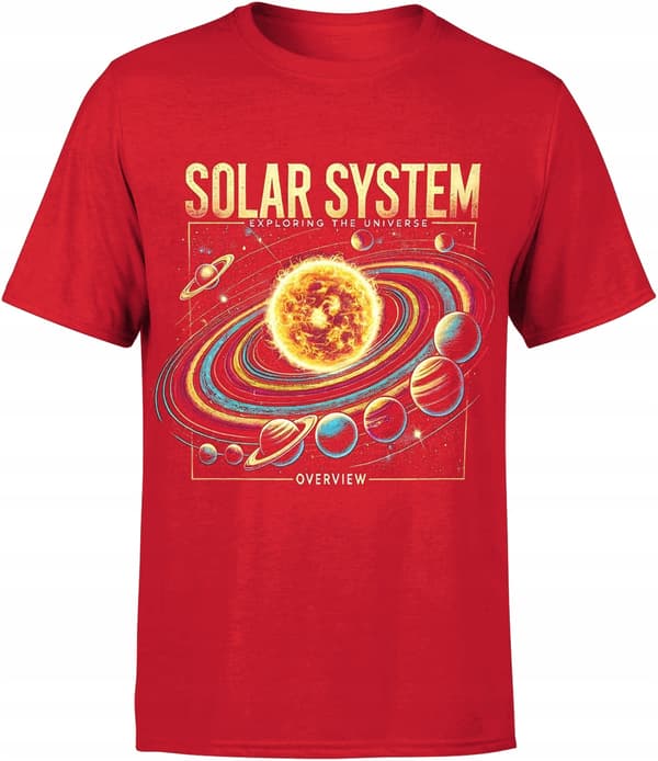 HERRET-SHIRT MED PRINT AF RUM-SOLSYSTEMET