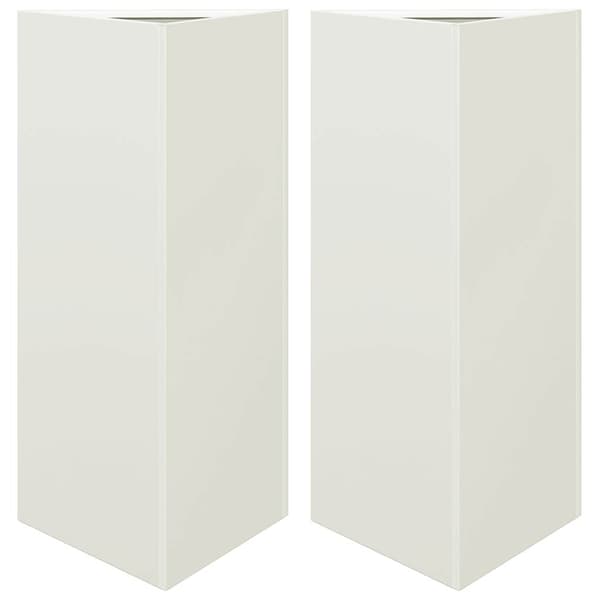 vidaXL Trädgårdskrukor, Set om 2, Vita, Triangulära, 40x34,5x70 cm, Stål