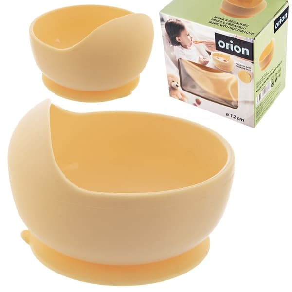 Barnsskål silikon med sugknopp gul 360 ml