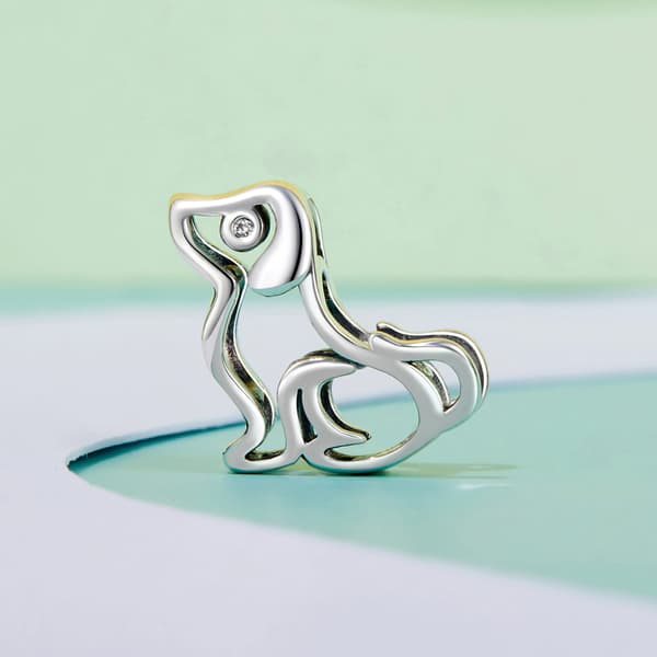 Silverberlock hund med kristallögonpärla silver 925 pärlor