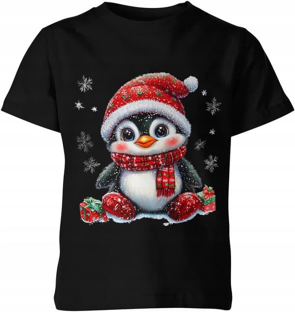 JULET-SHIRT TIL BØRN PINGVINGAVEN JULEMANDEN