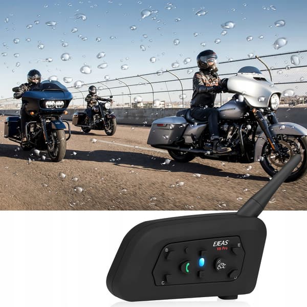 EJEAS V6 Pro+ Motorcykel Intercom til 6 personer FM, Bluetooth, IP67 Qualcomm