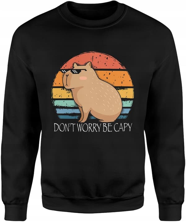ROLIG HERR CAPYBARA-TRÖJA MED VINTAGE-TRYCK STORLEK M