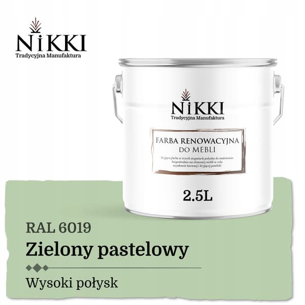 Möbelfärg för köksfronter grön pastell RAL6019 glans 2,5L