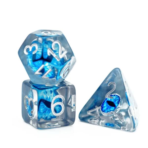Ice Dragon Eye RPG-tärningar Set med 7 epoxitärningar