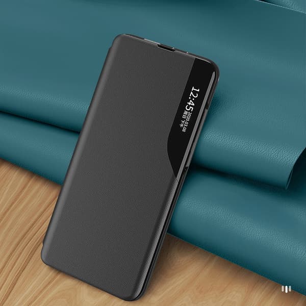 Eco Læder View Cover til Samsung Galaxy S24 FE med klap og stativ - sort