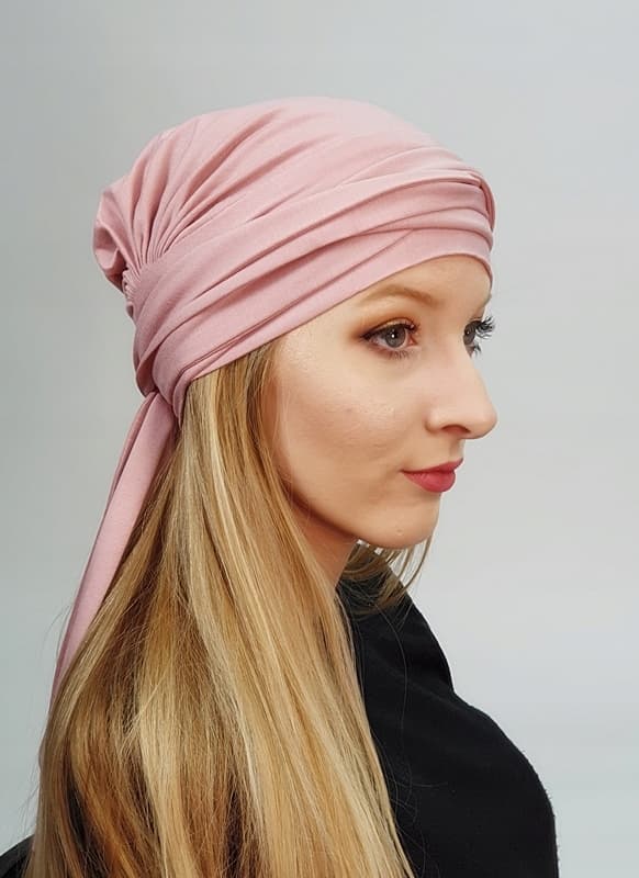 Lara dametørklæde, pastelrosa, 143, lavet af bomuld, også efter kemoterapi