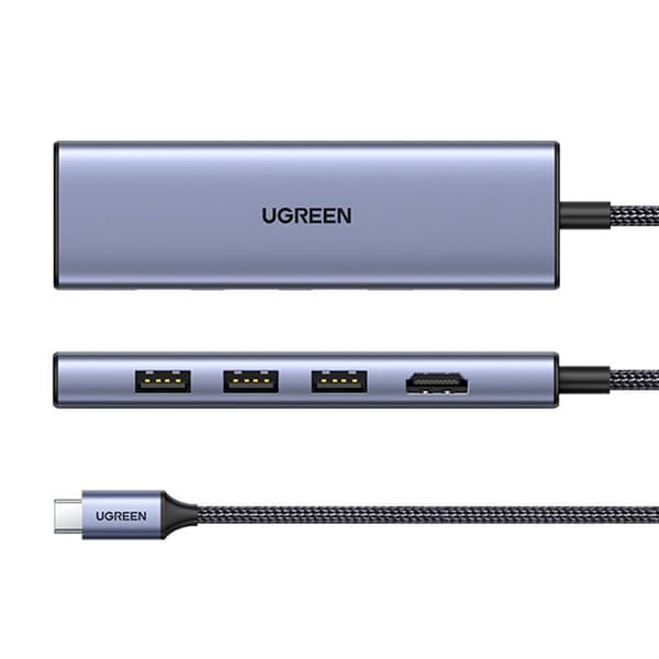 Sovitinkeskitin UGREEN Revok CM511 USB-C HDMI-kaapelilla, 3x USB-A 3.0, SD/TF
