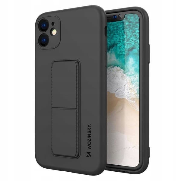 Wozinsky Kickstand Case silikonskal med stativ iPhone 12 Pro Max svart