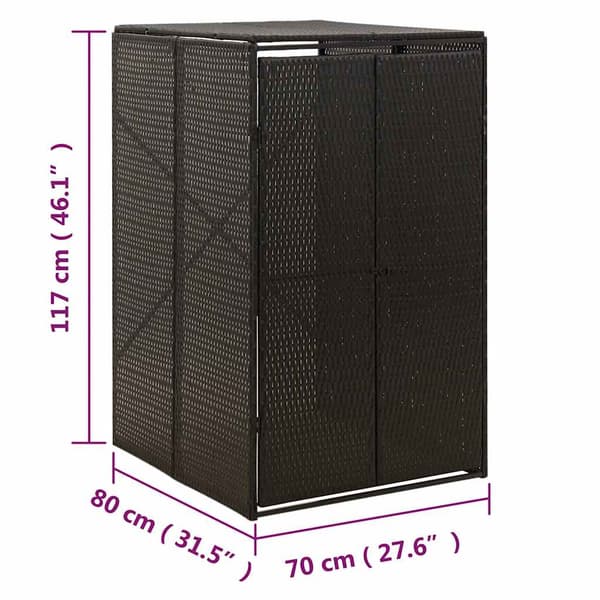 vidaXL affaldsbeholderdæksel sort 70x80x117 cm polyrattan