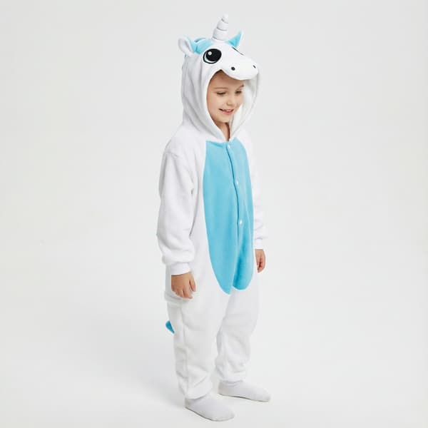 Kigurumi-pyjamas vit enhörning barn 105-115 cm