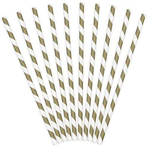 Papperssugrör randig guld 19,5 cm 1-pack