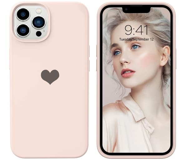SILIKONIKUORI APPLE IPHONE 13 PRO MAX 6.7" VAALEANPUNAINEN MUSTA SYDÄN