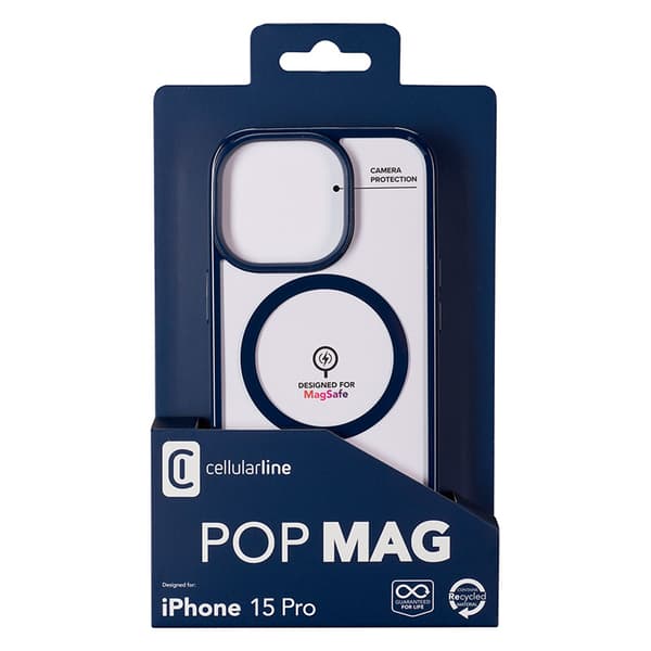 Cellularline Pop Mag - iPhone 15 Pro MagSafe-fodral (marinblå)