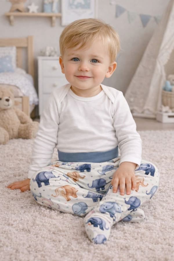 98 SLEEVESUITS lasten shortsit 100% PUUVILLAA ELEFANTIT