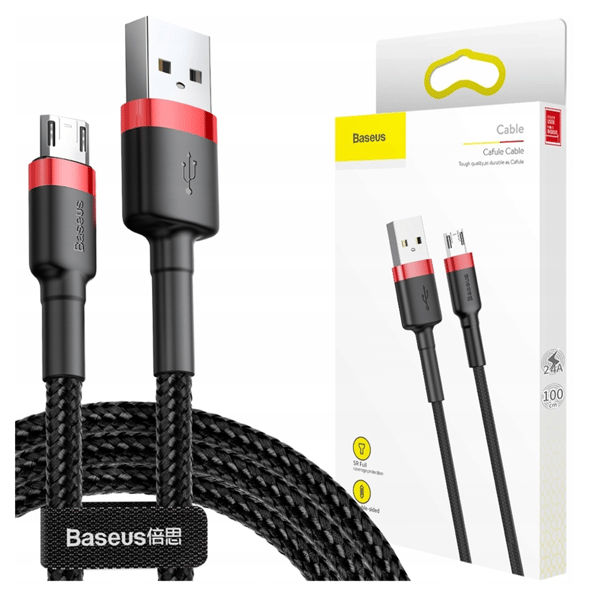 Baseus Cafule USB-Micro USB -kaapeli 2.4A 1m (Punainen-Musta)