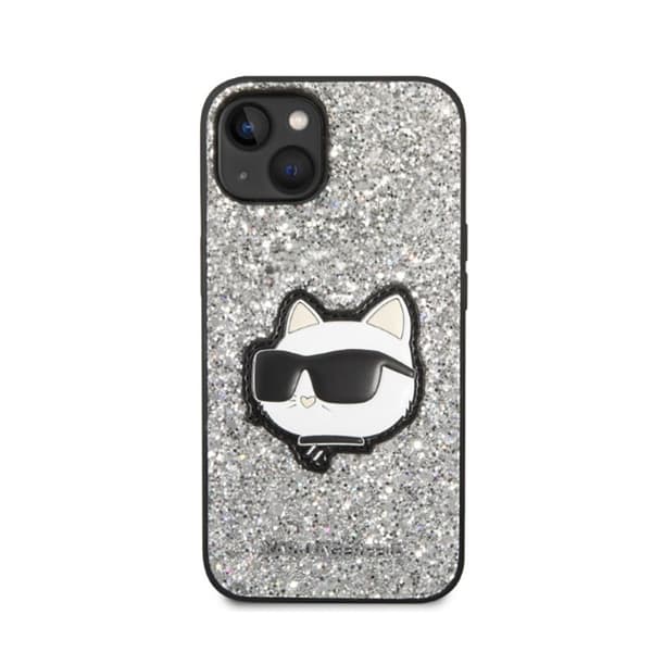 Karl Lagerfeld NFT Glitter Choupette Patch - iPhone 14 Plus-skal (Silver)