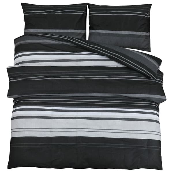 vidaXL sengetøjssæt, sort og hvid, 200x220 cm, bomuld