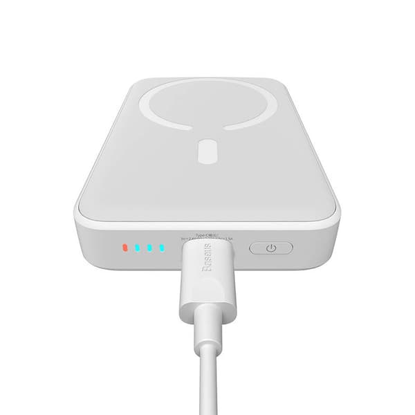Baseus Magnetisk Mini 10000mAh Powerbank, USB-C 20W MagSafe (Vit)
