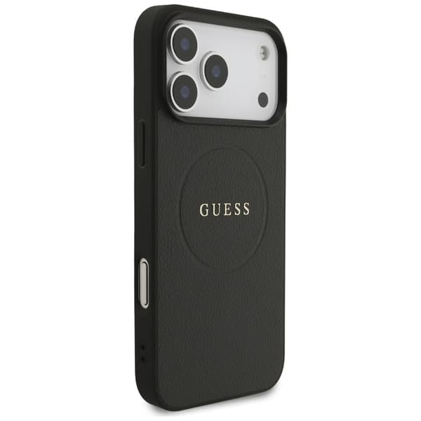 Guess Grained Ring MagSafe - iPhone 17 Pro Max -suojakuori (musta)