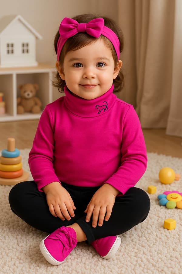 Barnepolo-tshirt 98 sweatshirt flicktryk magenta