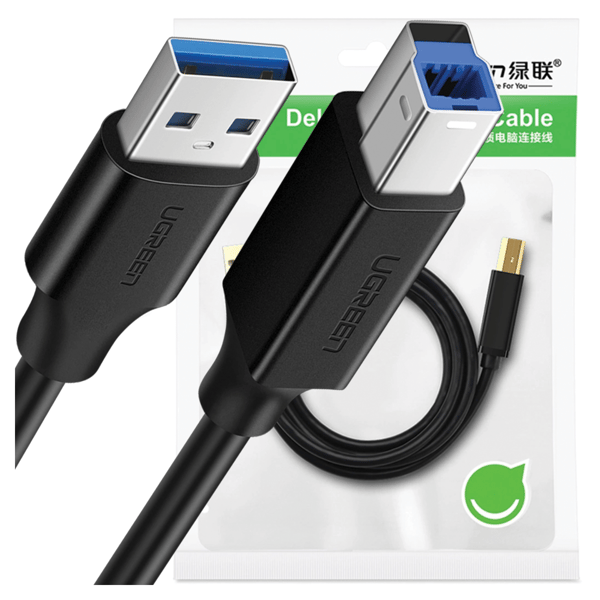 AB UGREEN US210 USB 3.0 skrivarkabel, 2m (svart)