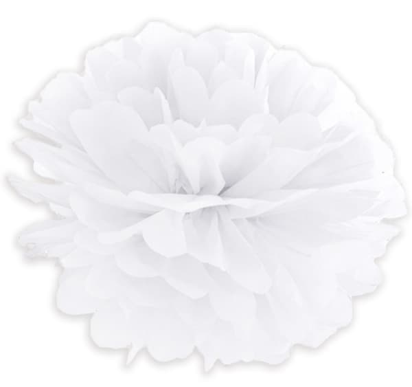 Paperinen pom-pom, valkoinen, 25 cm, 1 kpl