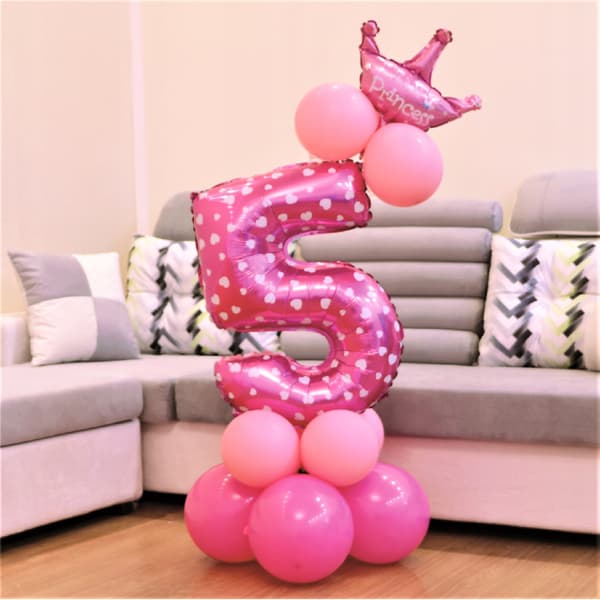 Set med rosa ballonger nummer 5, 1 set
